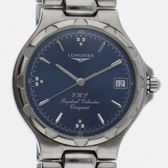 LONGINES L1.627.4 Conquest Perpetual Calendar blue SS QZ - Picture 1 of 10